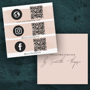 Trippelikon QR-kod Social Media Rosa Fyrkantigt Visitkort