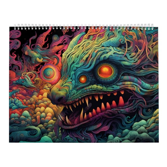 Trippelkreatur med Psychedelic mönster Kalender (Omslag)