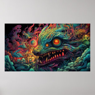 Trippelkreatur med Psychedelic mönster Poster