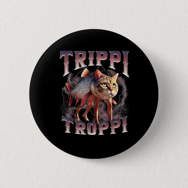 Trippi Troppi - Italienska Brainrot Meme Cat Knapp (Framsida)