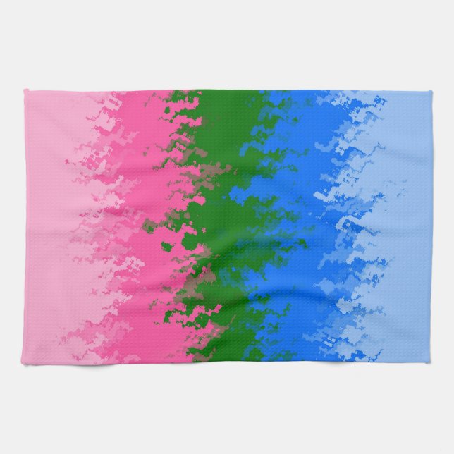 Trippig Abstrakt Omniromantisk Prideflagga Kökshandduk (Horisontell)