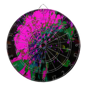 Trippig Abstrakt Retro Varmrosa och Svart Blomma Darttavla
