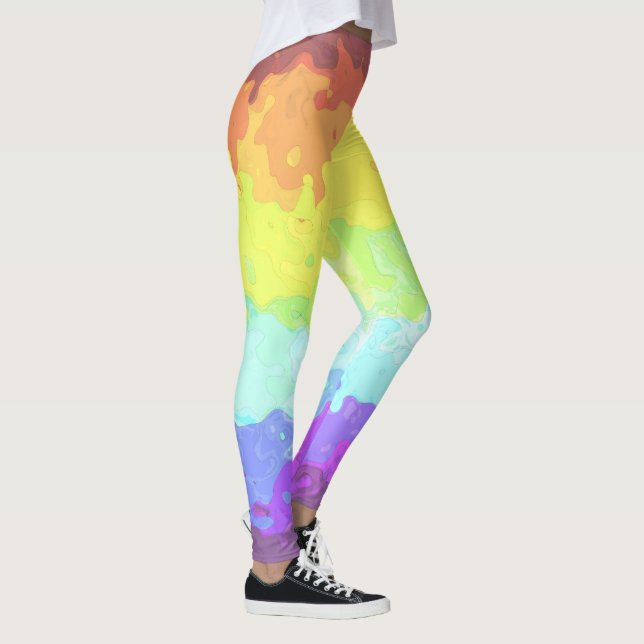 Trippig Boho Groovy Abstrakt Neuroköns Stolthetsfl Leggings (Höger)