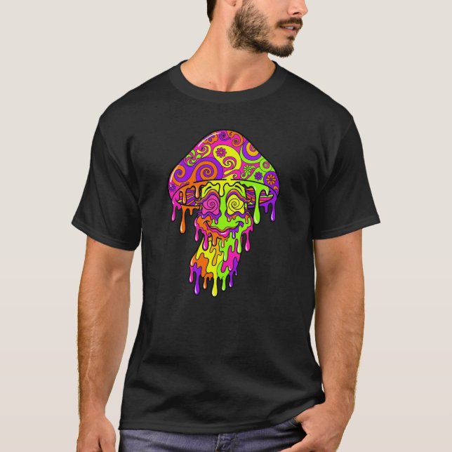 Trippig droppande svampansikte t shirt (Framsida)