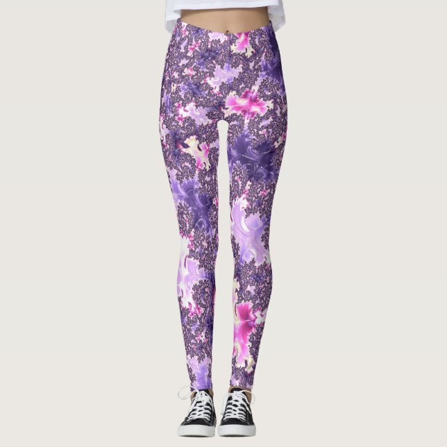 Trippig Funky Boho Groovy Pastell Spiral Fraktal K Leggings (Framsida)