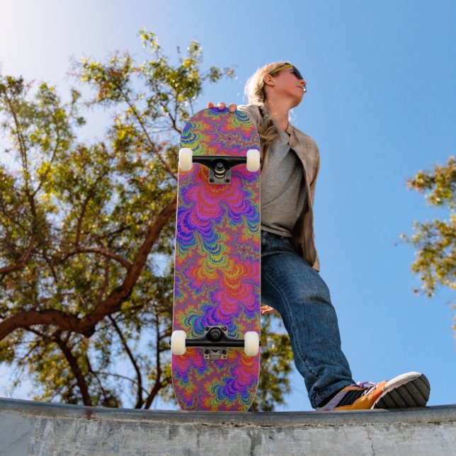 Trippig Funky Djärv Vibrant Regnbåge Abstrakt Frak Mini Skateboard Bräda 18,5 Cm (Utomhus 1)