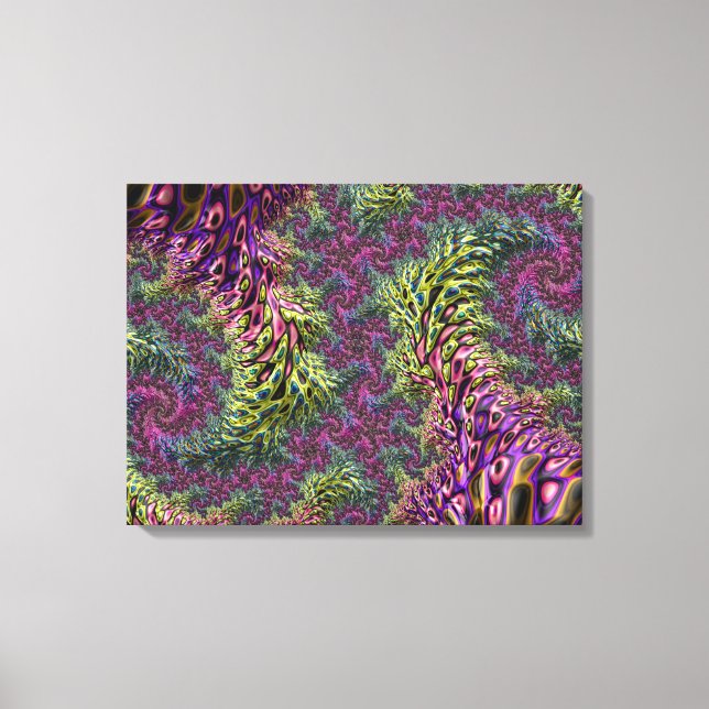 Trippig Funky Groovy Digital Abstrakt Fraktal Kons Canvastryck (Framsida)
