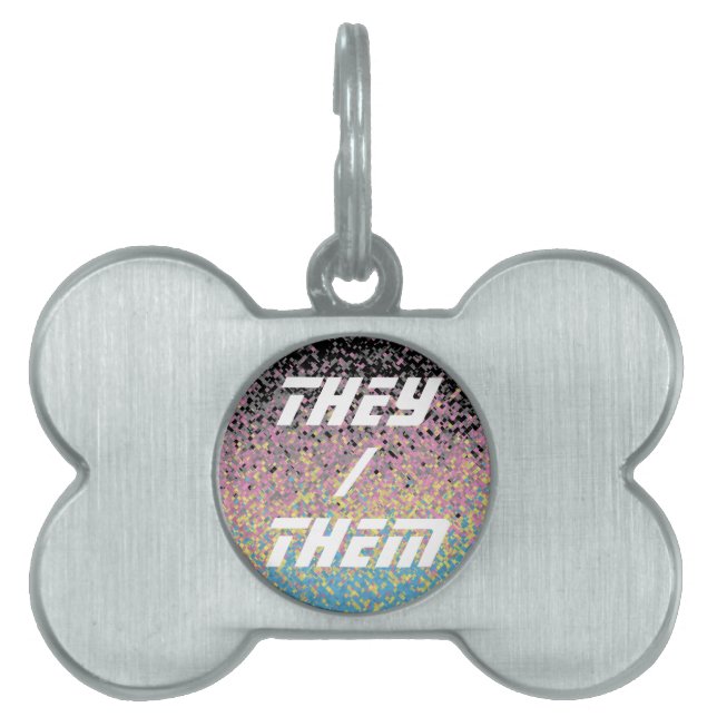 Trippig Funky Pixelartad Polygender Stolt Pride Fl ID-bricka Husdjur (Framsidan)