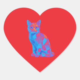 Trippig geometrisk kattkonst hjärtformat klistermärke