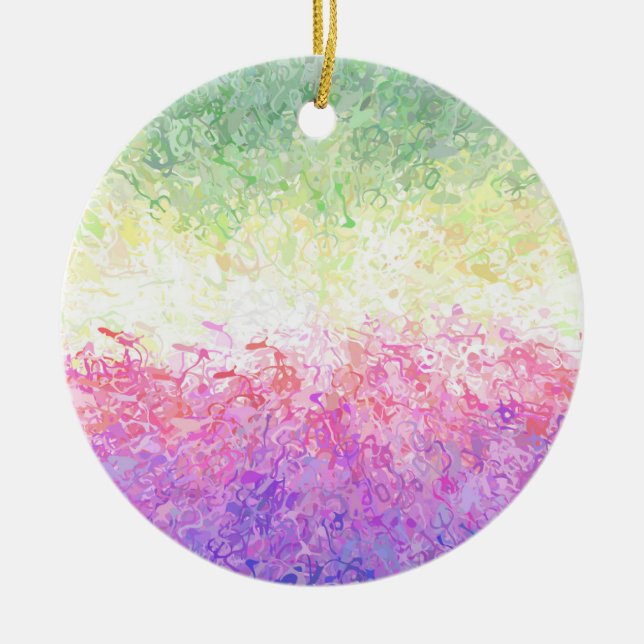 Trippig Groovy Boho Abstrakt Genderdoe Pride Flagg Julgransprydnad Keramik (Framsidan)