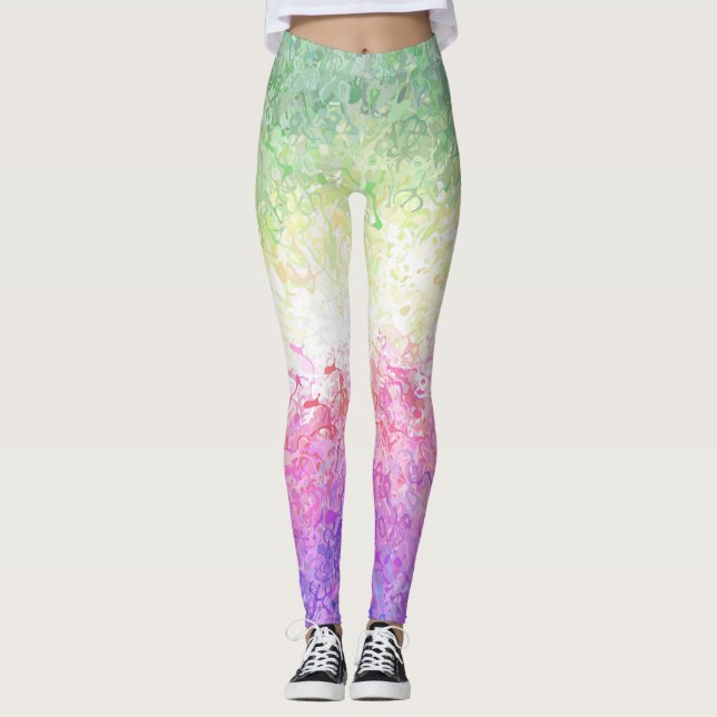 Trippig Groovy Boho Abstrakt Genderdoe Pride Flagg Leggings (Framsida)