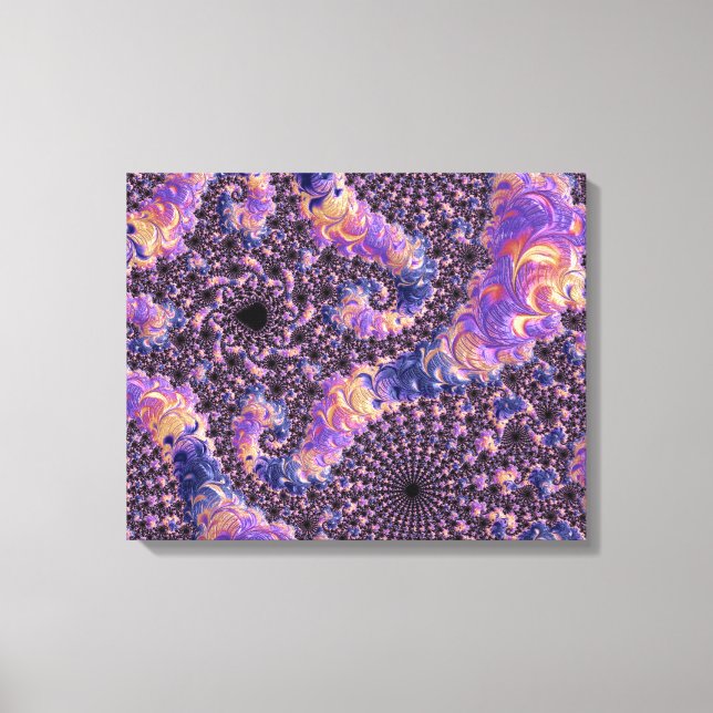 Trippig Groovy Boho Färgrik Juvelton Fraktal Konst Canvastryck (Framsida)