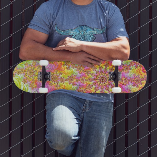 Trippig Groovy Funky Psykedelisk Fraktal Burst Mini Skateboard Bräda 18,5 Cm (Utomhus 3)