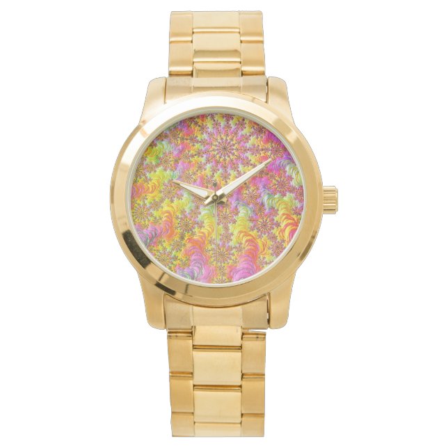 Trippig Groovy Funky Psykedelisk Fraktal Explosion Armbandsur (Framsida)