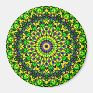 Trippig Groovy Retro Hippie Färgrik Mandala Konst Magnet