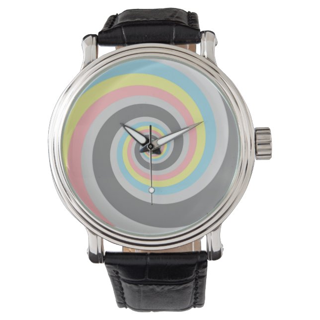 Trippig Groovy Spiral Abstrakt Demiflux Pride Flag Armbandsur (Framsida)
