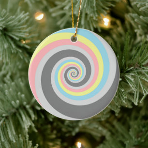 Trippig Groovy Spiral Abstrakt Demiflux Pride Flag Julgransprydnad Keramik