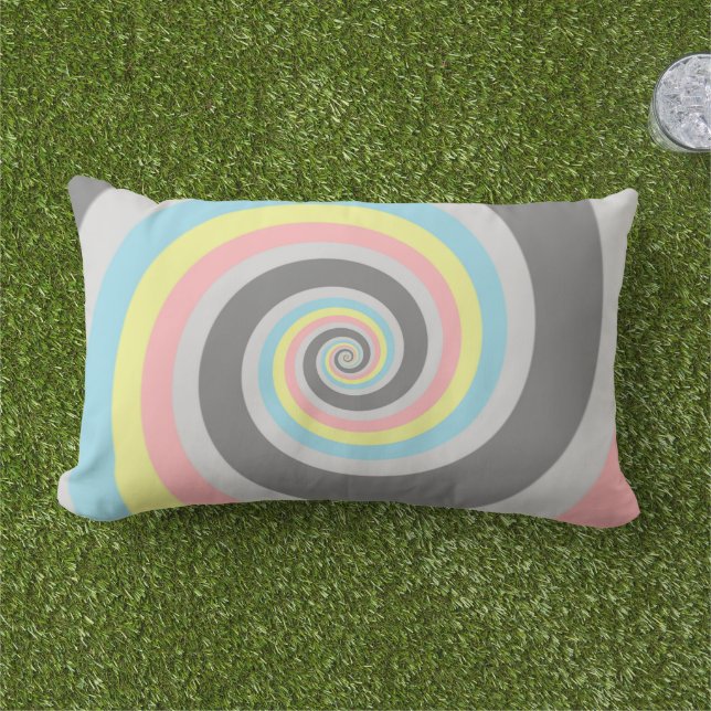 Trippig Groovy Spiral Abstrakt Demiflux Pride Flag Lumbarkudde (Gräs)
