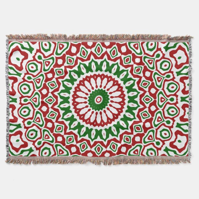 Trippig Hippie Groovy Boho Funky Jul Mandala Filt (Framsidan)
