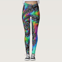 Trippig Hippie Psykedelisk Regnbåge Spiral Fraktal Leggings