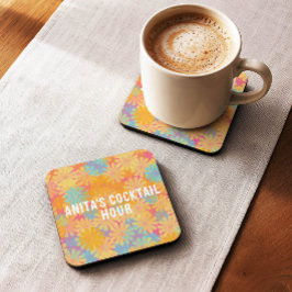 Trippig Hippie Psykedelisk Retro Blommig Design Underlägg Papper Kvadrat