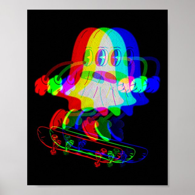 Trippig House-musik Spöke Halloween Techno Rave Sk Poster (Framsidan)