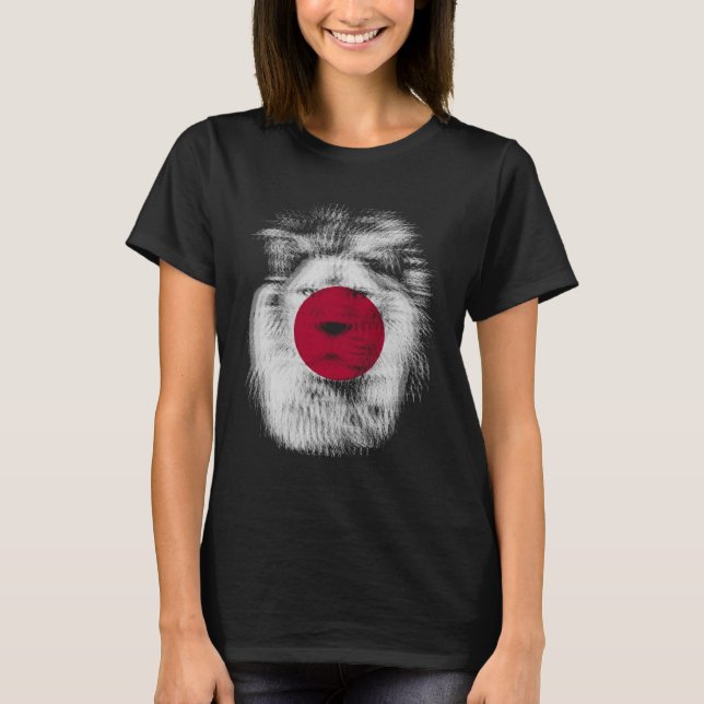 Trippig lejon Japan Japansk flagga EDM raves techn T Shirt (Framsida)