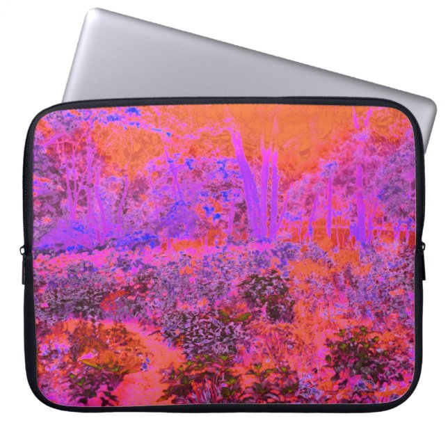 Trippig Magenta och Orange Impressionistisk Trädgå Laptop Fodral (Framsidan)