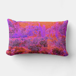 Trippig Magenta och Orange Impressionistisk Trädgå Lumbarkudde