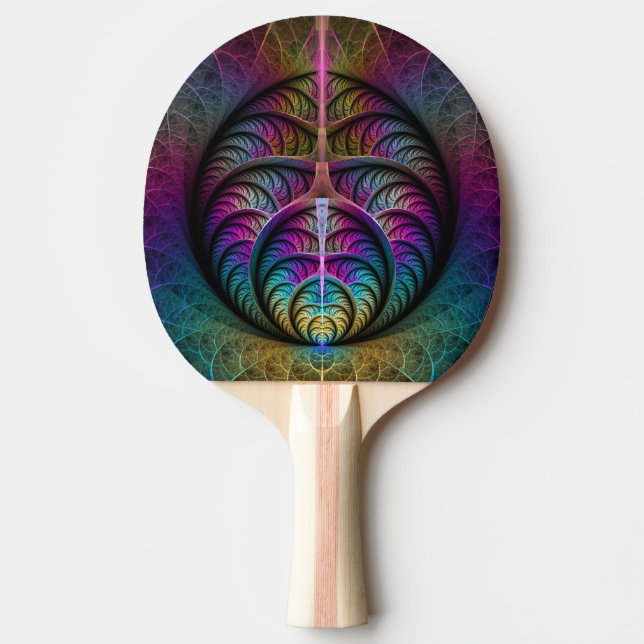 Trippig mönstrad färgrik abstrakt fraktal konst pingisracket (Framsidan)