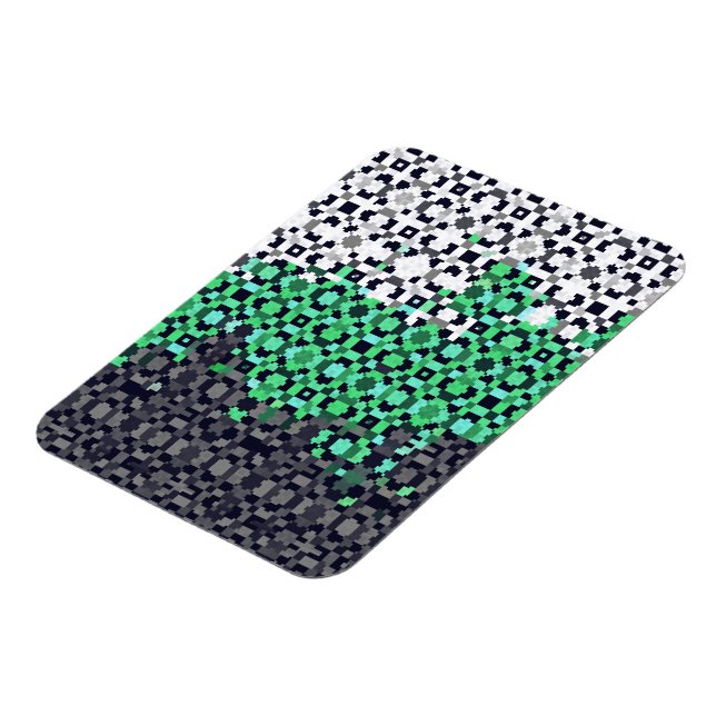 Trippig Pixelerad Abstrakt Neutrois Prideflagga Magnet (Vänstra Sidan)