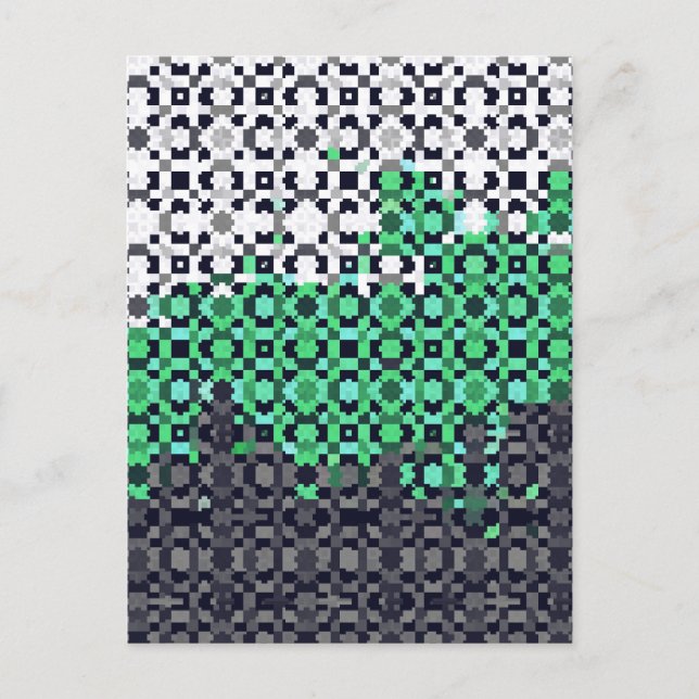 Trippig Pixelerad Abstrakt Neutrois Prideflagga Vykort (Framsida)