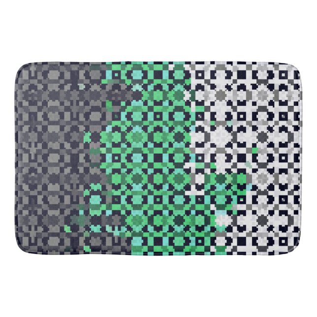 Trippig pixelerad abstrakt Neutrois stolthetsflagg Badrumsmatta (Framsidan)