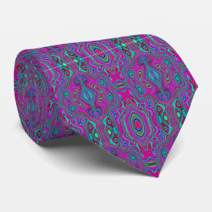 Trippig Retro Magenta, Blå och Grön Abstrakt Slips