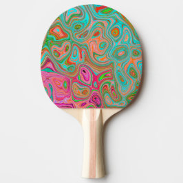 Trippig Retro Orange och Aqua Groovy Abstrakt Kons Pingisracket