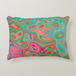 Trippig Retro Orange och Aqua Groovy Abstrakt Kons Prydnadskudde