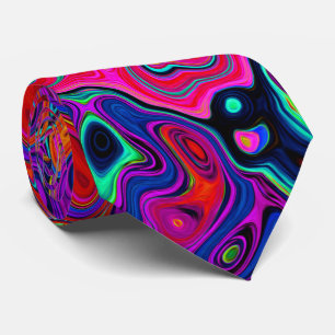 Trippig röd och lila abstrakt retro flytande virve slips