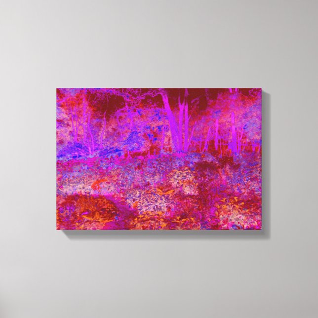 Trippig röd och magenta impressionistisk landskap canvastryck (Framsida)