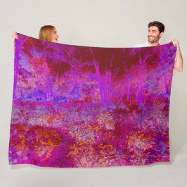 Trippig röd och magenta impressionistisk landskap fleecefilt