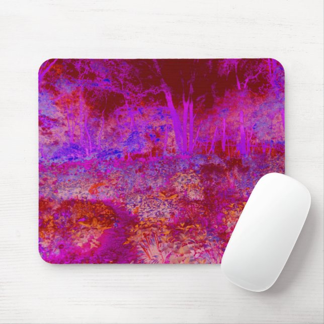 Trippig röd och magenta impressionistisk landskap musmatta (Med mus)