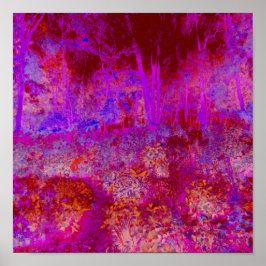 Trippig röd och magenta impressionistisk landskap poster