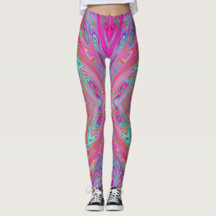 Trippig Rosa, Aqua och Magenta Abstrakt Fjäril Leggings