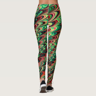 Trippig Snirklig Vågig Bohemsk Funky Fraktal Konst Leggings