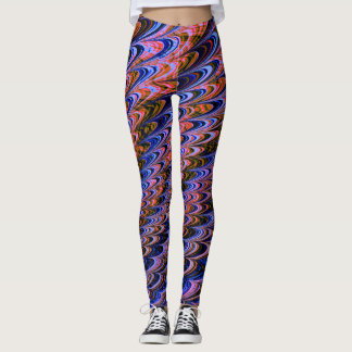 Trippig Squigglig Vågig Bohemsk Funky Fraktal Kons Leggings