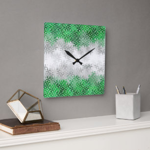 Trippig Squiggly Abstrakt Grayromantisk Pride Flag Fyrkantig Klocka