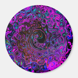 Trippig svart och magenta retro flytande virvel magnet
