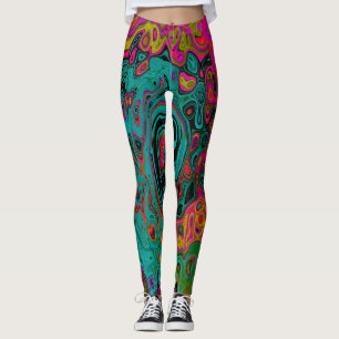 Trippig turkos abstrakt retro flytande virvel leggings