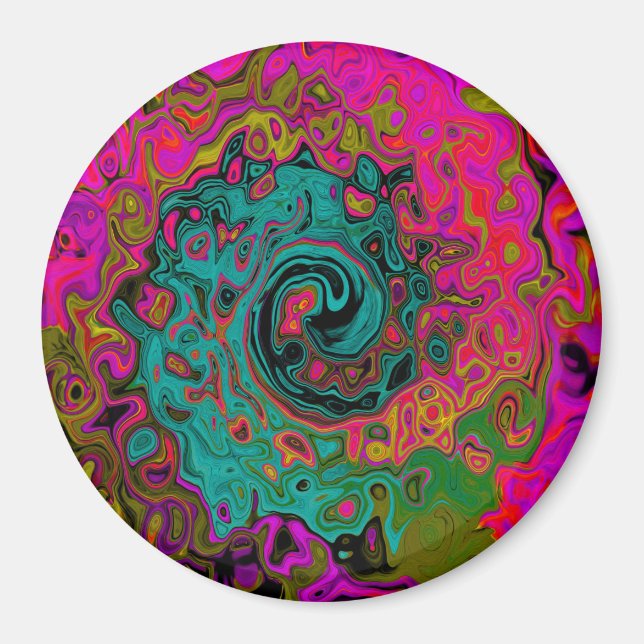 Trippig turkos abstrakt retro flytande virvel magnet (Framsidan)