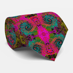 Trippig turkos abstrakt retro flytande virvel slips