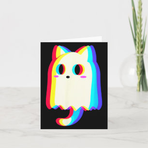 Trippig Vaporwave Spök Katt Halloween Techno Rave Kort